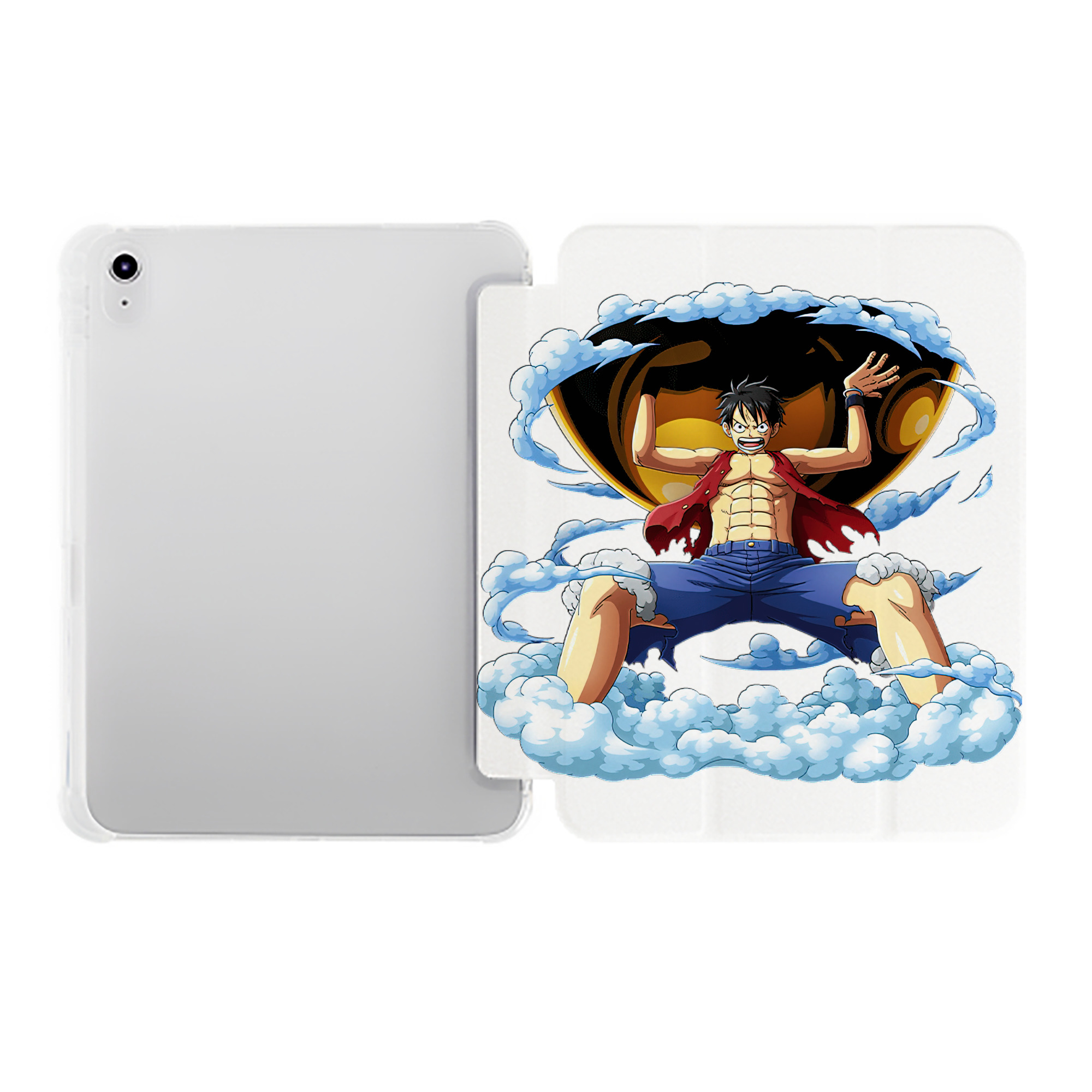 （画像用） ワンピース モンキー・D・ルフィ ONE PIECE Monkey D. Luffy IPad ケース ペン収納付き 三つ折りスタンド PUレザー×シリコン 対応機種9.5/10.5/10.9インチ